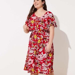 Loft plus floral knot cuff dress